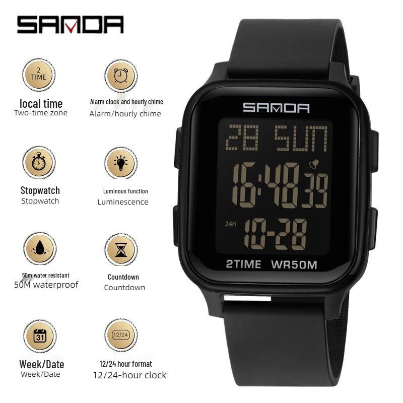 SANDA Children s Multifunctional Watch: LED, Alarm, Waterproof, Sports Wristwatch