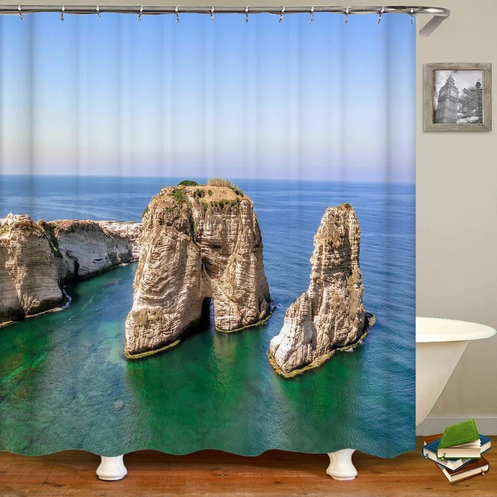 Shower Curtain Natural Forest Scenery 3D Printing Shower Curtain Polyester Waterproof Fabric Bathroom Home Decor Curtain 180x180