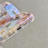 Blue Floral Oil Painting Phone Case with Wrist Strap for iPhone 15 Pro Max and Apple 14 Pro