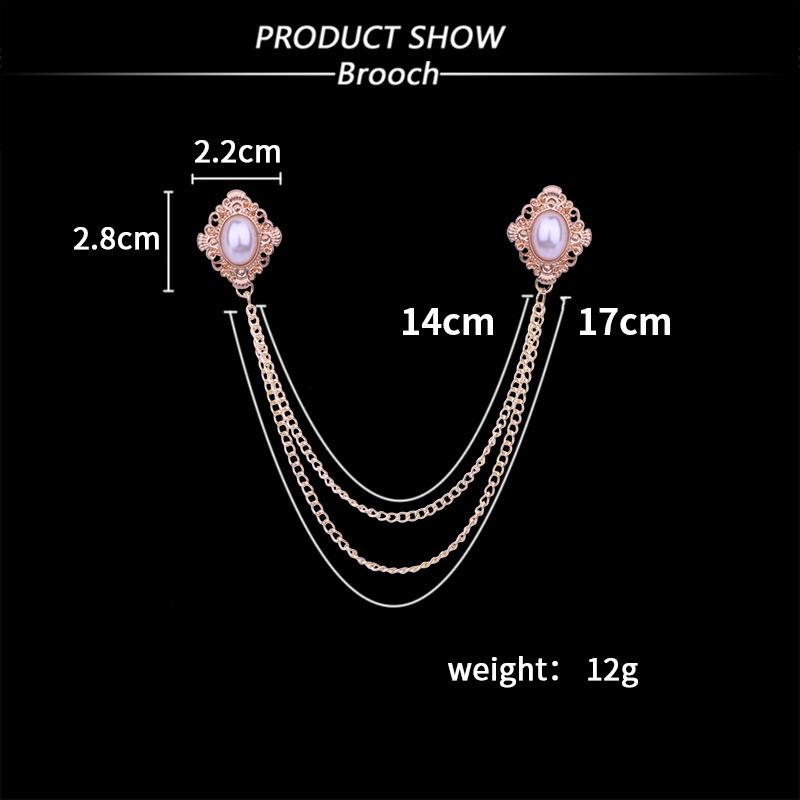 Retro European & American Style Detachable Pearl Chain Collar with Floral Pattern