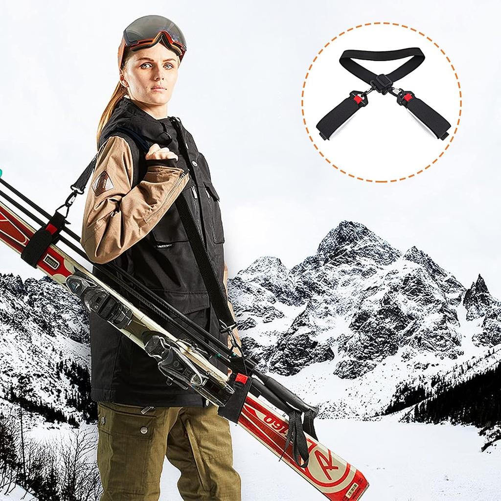 Ski Carrier Strap Snowboard, Pole and Boot Carry Sling Straps Adjustable Ski Wraps Cushioned Shoulder Skiing Gear Equipment