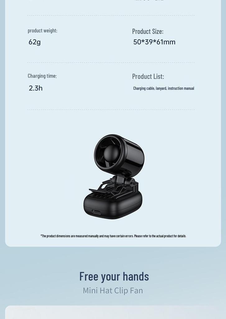 USB Portable Mini Clip-On Fan - High-Speed, Foldable, Handheld with Ultra-Long Battery Life