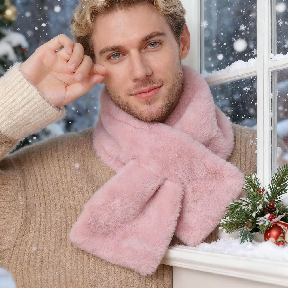1Pc Solid Color Scarf Women'S Winter Versatile Plush Thickened Scarf Korean Version Solid Color Fur Neck Cover Girl Cute Fur