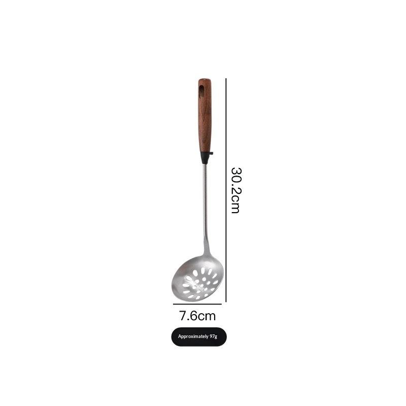 Stainless Steel Turner With Wooden Handle Heat-Resistant Long Handle Soup Ladle Spatula Kitchen Cooking Utensils