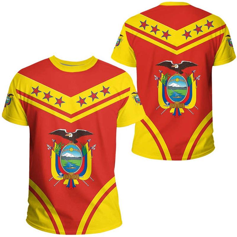 Hip Hop T Shirts Men Women Ecuador Flag Casual Tee Shirt Ecuadorian National Emblem 3D Printed Breathable Short Sleeve Gym Tops