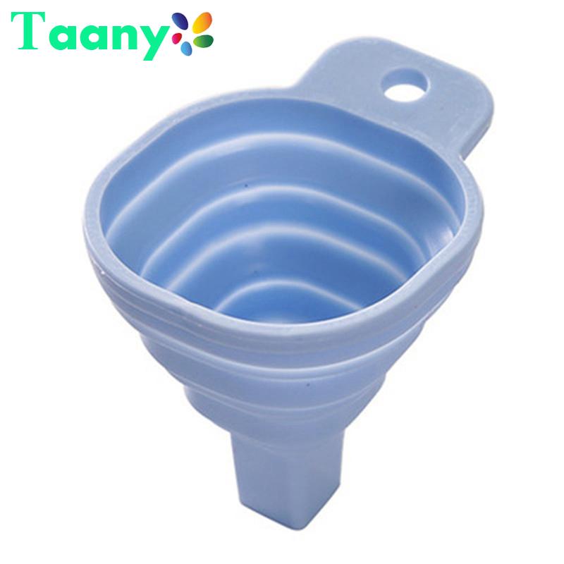 Silicone Funnel Folding Telescopic Long Neck Funnel Food-Grade Mini Funnel Portable Household Liquid Dispensing Kitchen Tools синий