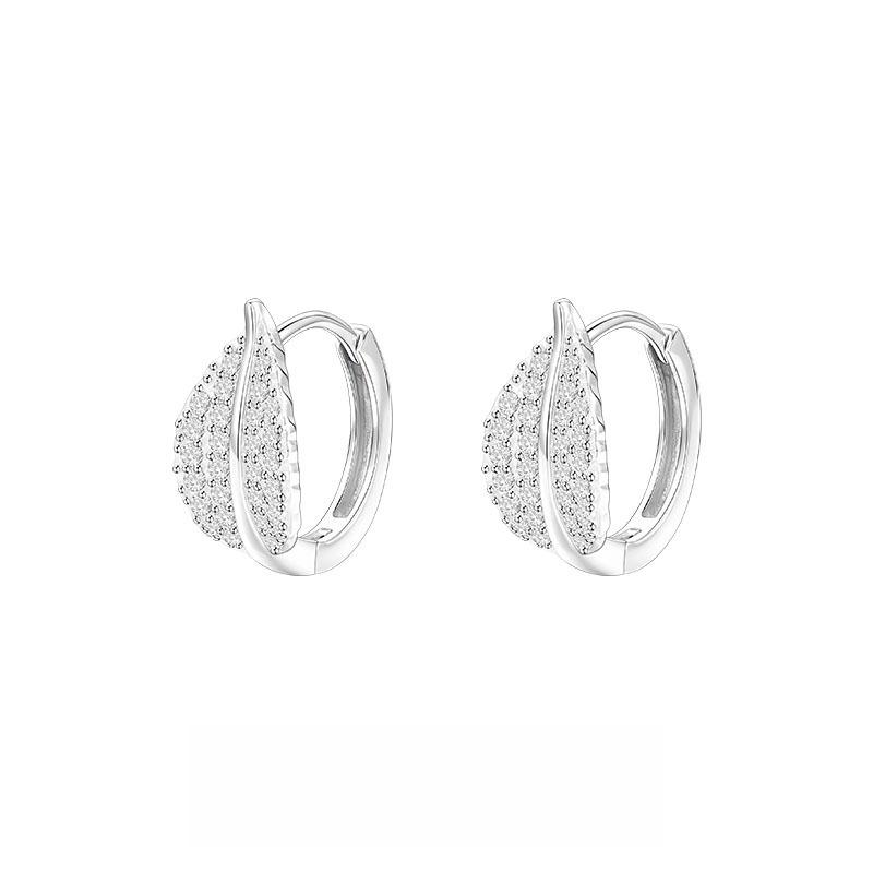 Leaf Ear Buckle Women's Ultraflash Ring Earrings Light Luxury Niche Design Stud Earrings