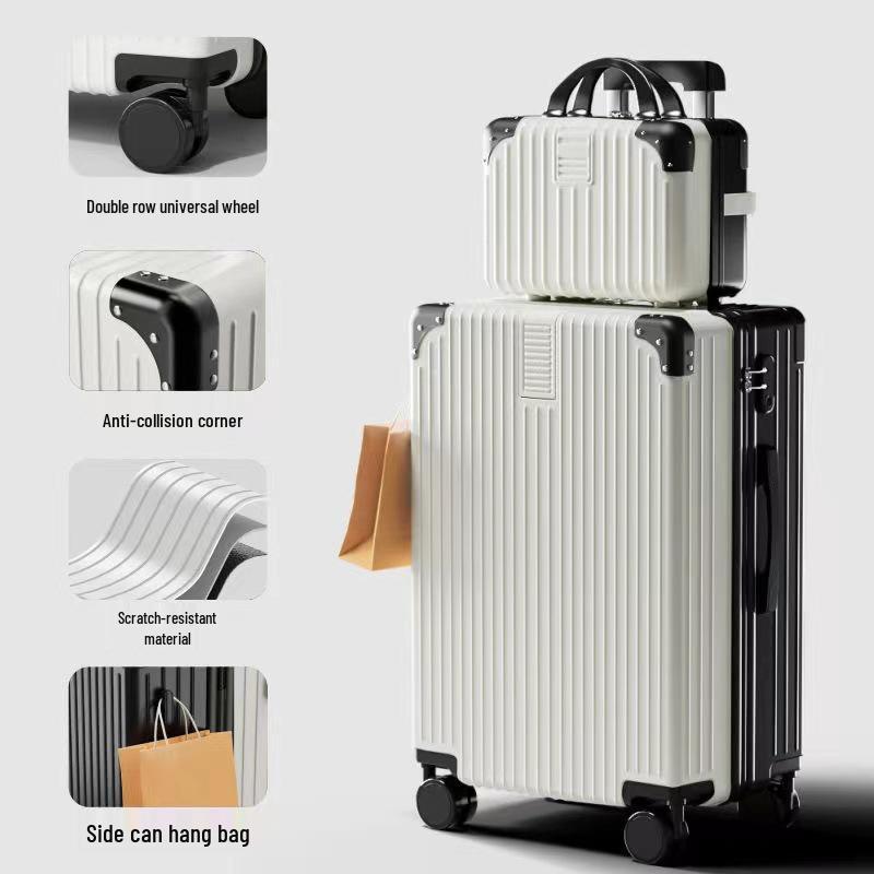 Women's Vintage Large-Capacity Trolley Suitcase - Durable, Stylish Travel Box with Zipper
