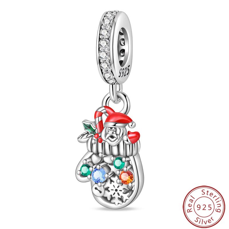 Copper Romantic Christmas Snowman Gingerbread Santa Claus Charms Bead Fit 3Mm Diy Fine Jewelry Accessories