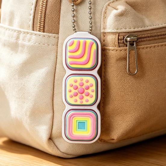 Keychain Pendant Colorful Macaron Buttons Key Chain with Hanging Chain Compact Portable Fidget
