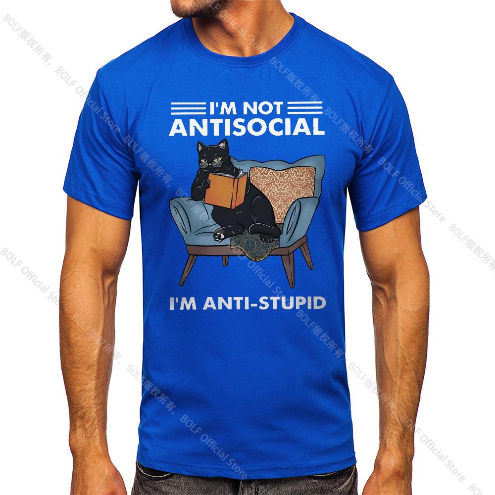 I Am Not Anti Social Printed Men's Vintage T-Shirt 100% Cotton Oversized Funny Graphic Tees for Men Summer Tops