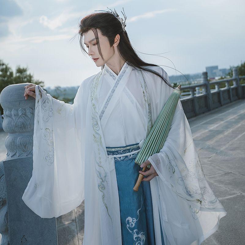 Čínská dynastie Wei a Jin Hanfu Dvoubarevná jednodílná sukně s přechodem do pasu pro muže a ženy