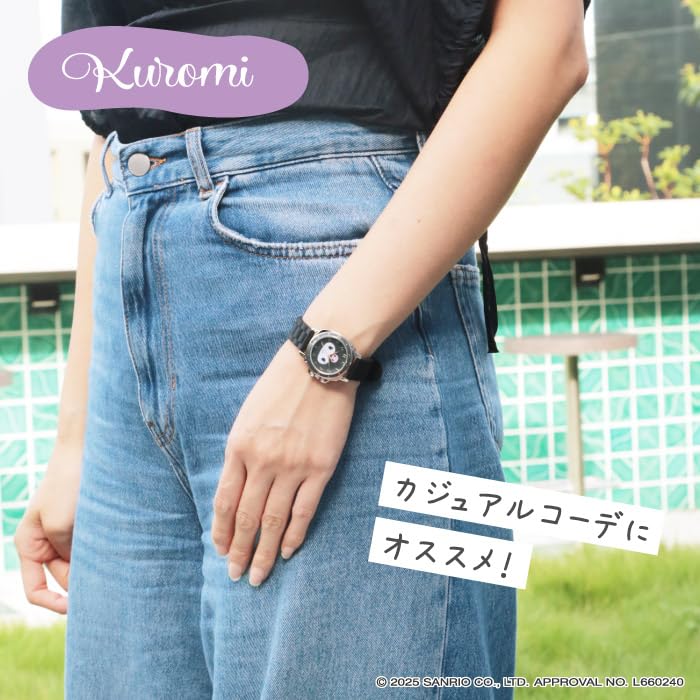 Sun Flame Co. Ltd. Watch J-Axis Sanrio Rubber Big Face Kuromi CR3C0008-KUB Ladies Black