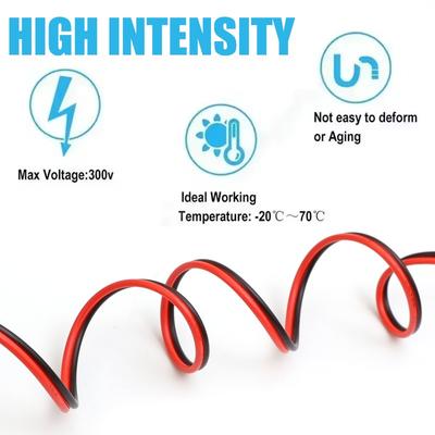 20 Meters Electrical Wire Tinned Copper PVC 22AWG Insulated Red Black Cable 2PIN for Single Color LED Strip Light Extension Wire