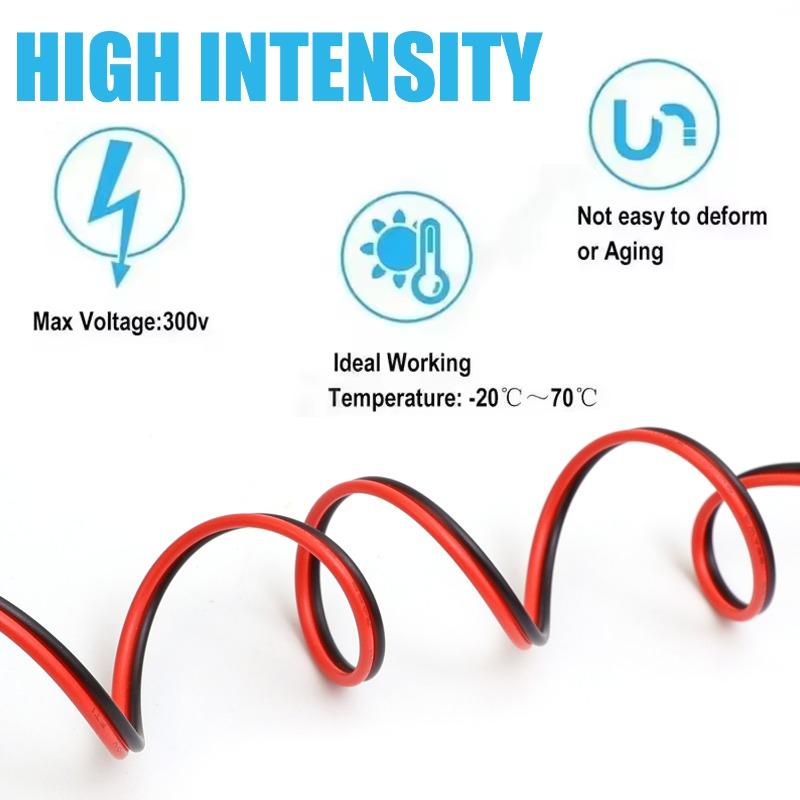 20 Meters Electrical Wire Tinned Copper PVC 22AWG Insulated Red Black Cable 2PIN for Single Color LED Strip Light Extension Wire