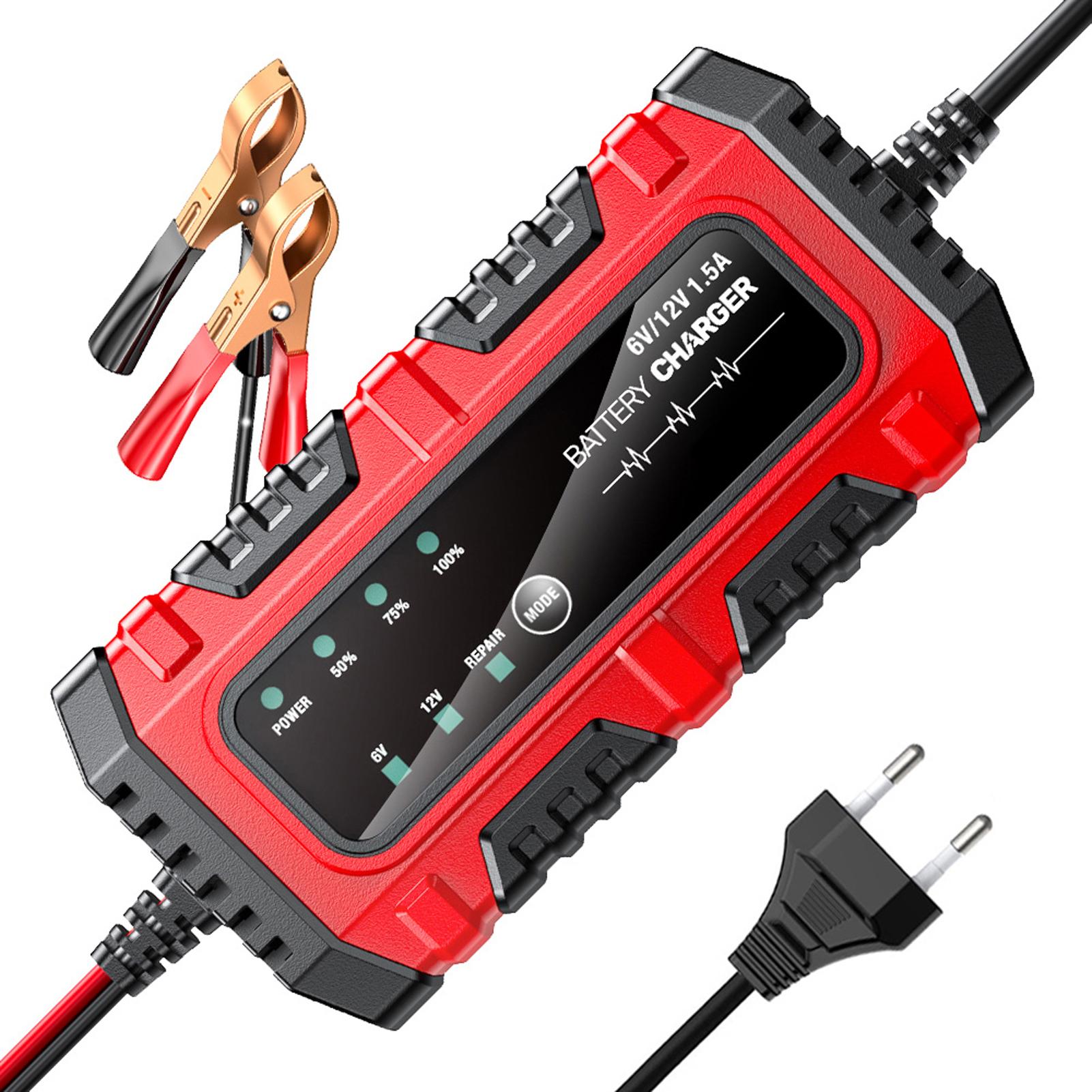 Battery Maintainer, 6V 12V 1.5A Automatic Intelligent Battery Desulfator with Power Display, Pulse Repair Function for   GEL SLA Batteries Car Motor
