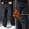 28-48 Size Autumn And Winter New Men'S Plus Velvet Thick Oversized Jeans With Increased Elasticity Loose Straight Leg Pants