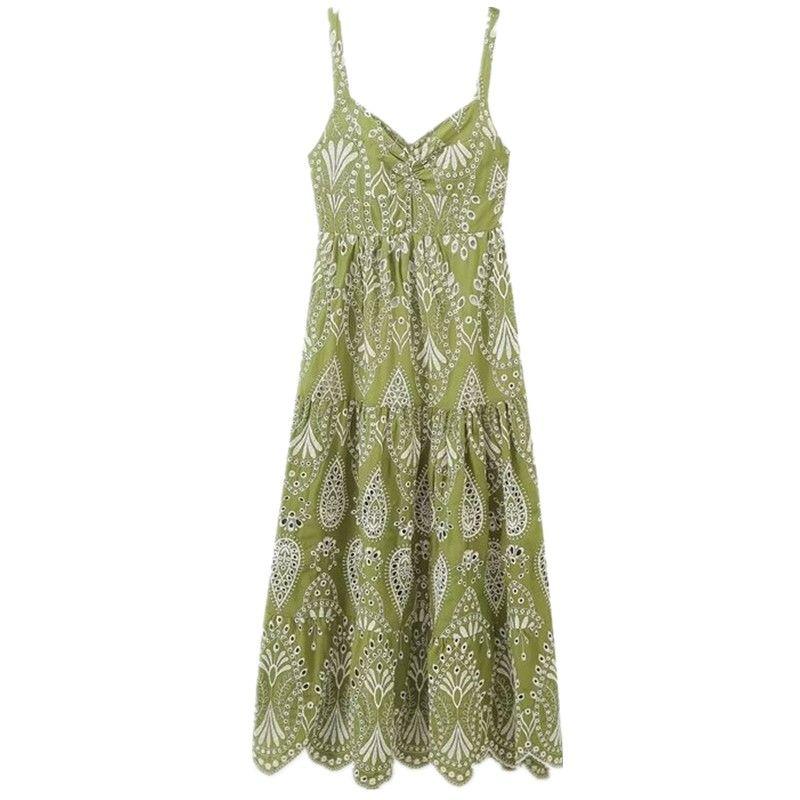 Fashion Style 2024 Summer New Arrival Women's Clothing Hollow-out Camisole Embroider Midi Skirt Mid Length Long Length Dress 3229472