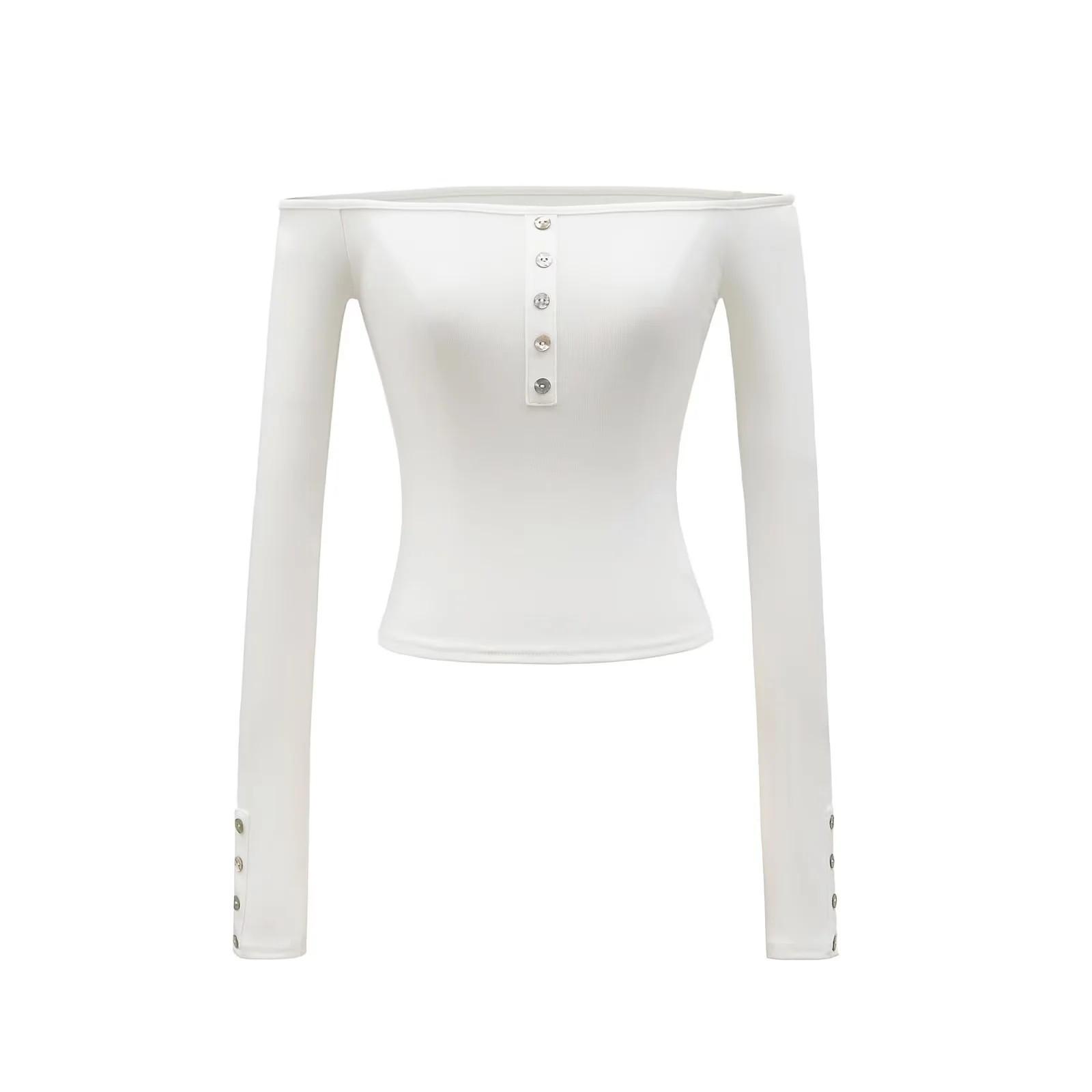 

2025 Весна/Лето Женский Топ для йоги с высокой эластичностью на одно плечо и Тренд на длинный рукав с высокой талией Small белый