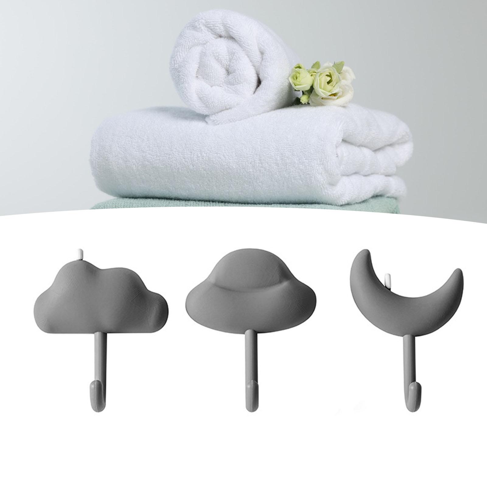

3pcs Cute Hooks Strong Load Bearing Adhesive Coat Wall Hooks for Kitchen Bathroom Living Room сірий