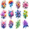 12pcs Temporary Tattoo Colorful Bouquet Temporary Tattoo Stickers Floral Designs Butterfly Illustrations Mixed Flower For