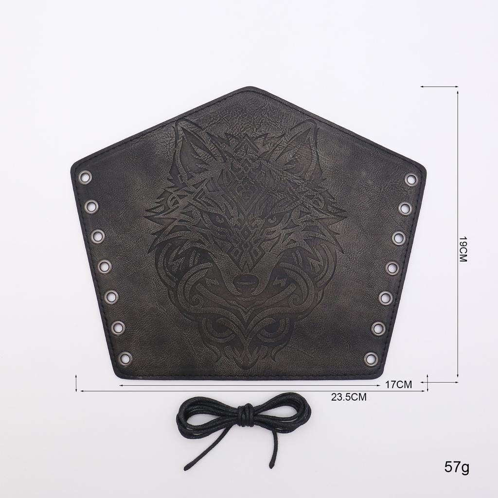 Mittelalterliche Herren Lederarmschienen Wikinger Wolf Geprägt Punk Armschienen Cosplay Verkleidungsrequisiten