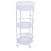 Carrito de Servicio Metálico Giratorio de 3 Niveles Multifuncional Plegable Redondo de Almacenamiento Carrito para Cocina