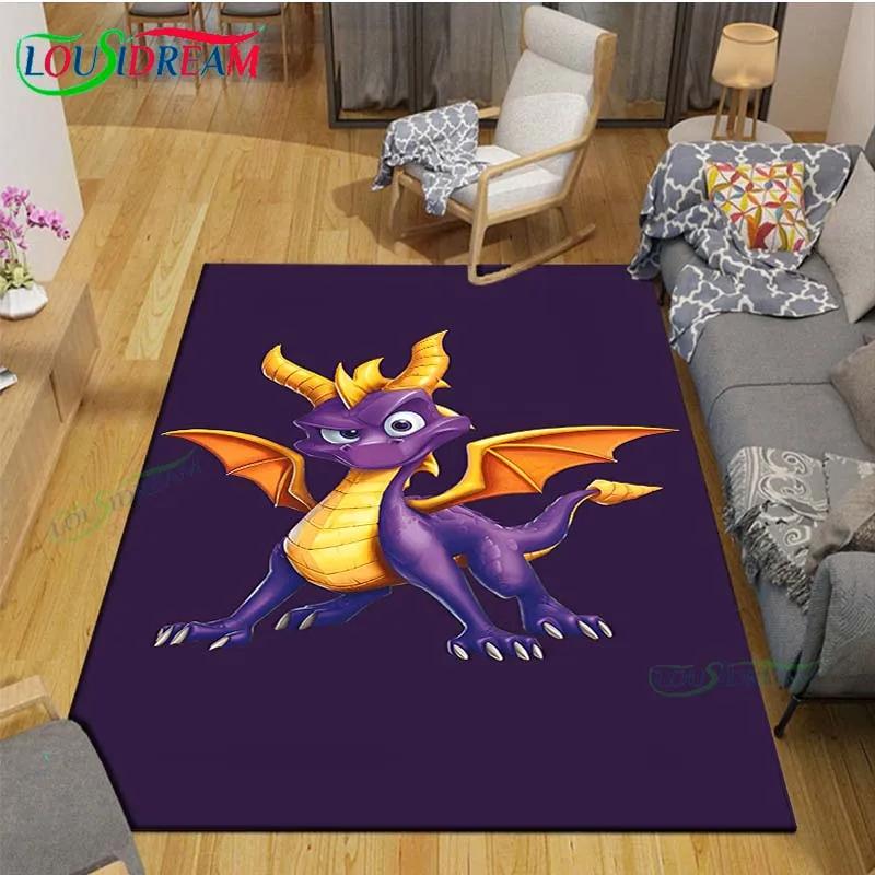 3D Klasické Hry S-Spyro Drak Tištěné Koberce Obývací Pokoj Protiskluzový Plošný Koberec Dětský Pokoj Rohožky Jóga Podložka Velký Koberec Dekor