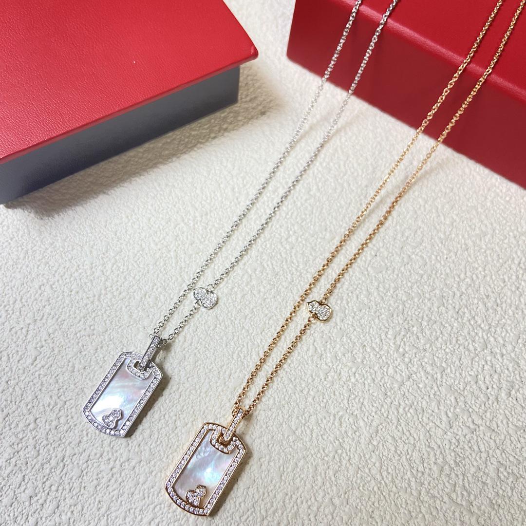 Kirin Family High-End 925 Silver Necklace with Peacock Green Square Chalcedony & Full Diamond Rose Window Design Platinum