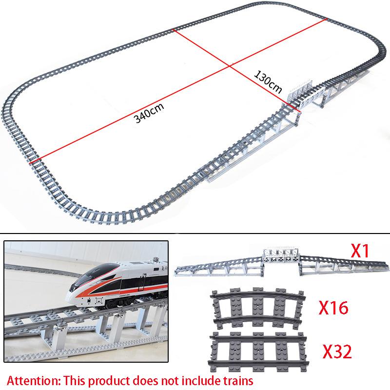 MOC Creative Expert Ideas City Train Tracks Straight Curved Switch Crossings Rails Bricks Building Blocks DIY Toys for Kids Gift
