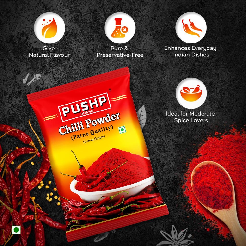 Pushp Brand Chilli Powder 200g Pack Of 2 Neutral Spicy Red Chilli Powder Essential Indian Spice For Flavorful Cooking