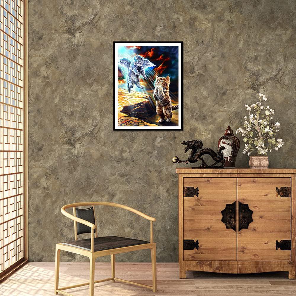 DIY Diamond Painting Cat and Angel Cross Stitch Kit Mosaic Art Diamond Painting Full Circle/Square Diamond Home Decoration