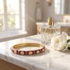 Small Petal Chinese Flower Bangle Enamel Floral Women's Hand Bracelet  Jewelry Gifts