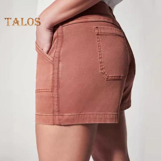 Shorts Cargo Femininos de Vestir Cintura Alta Elásticos Shorts Casuais Slim com Bolsos Roupa de Praia de Verão