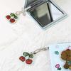 Cherry Dog Keychain Double-Sided Foldable Makeup Mirror - Portable Cosmetic Mirror & Bag Charm for Girls