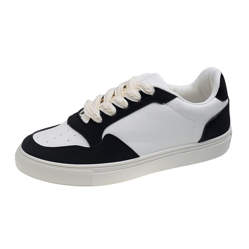 New spring and autumn color matching female couple white shoes sports and leisure board shoes lace-up women's shoes