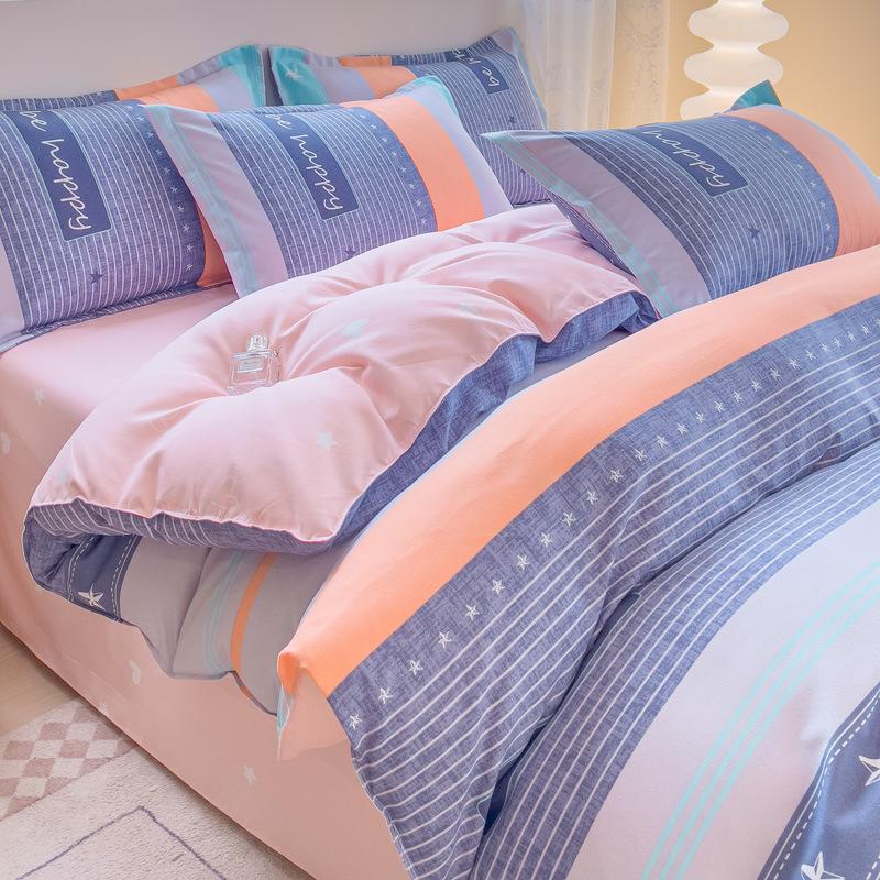 Skin-friendly Cotton Four-piece Dormitory Three-piece Bed Sheet Quilt Cover Bedding