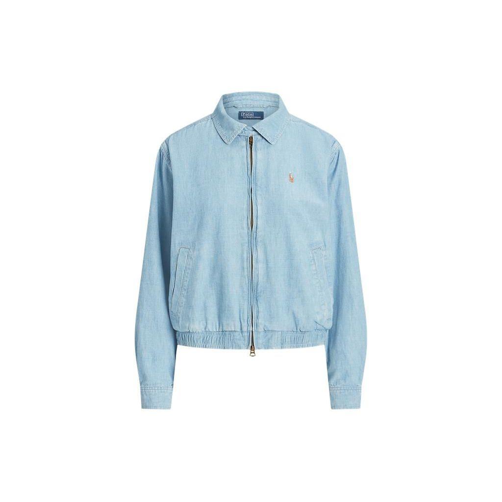 Polo Ralph Lauren Ss24 Solid Color Small Pony Embroidered Zip-Up Loose Jacket Women jackets Blue WMPOOTWN5A20079-450