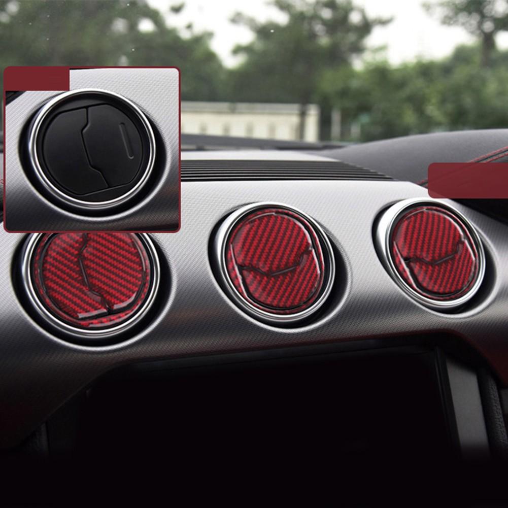 Classy Real Carbon Fiber Interior Air Vent Trim Cover for Ford For Mustang 1520 красный