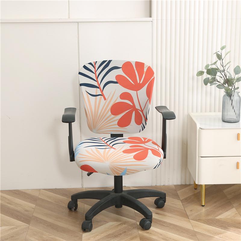 Elastic Office Chair Cover Print Split Computer Armchair Spandex Dust-Proof Seat Covers Stretch Slipcover Living Room