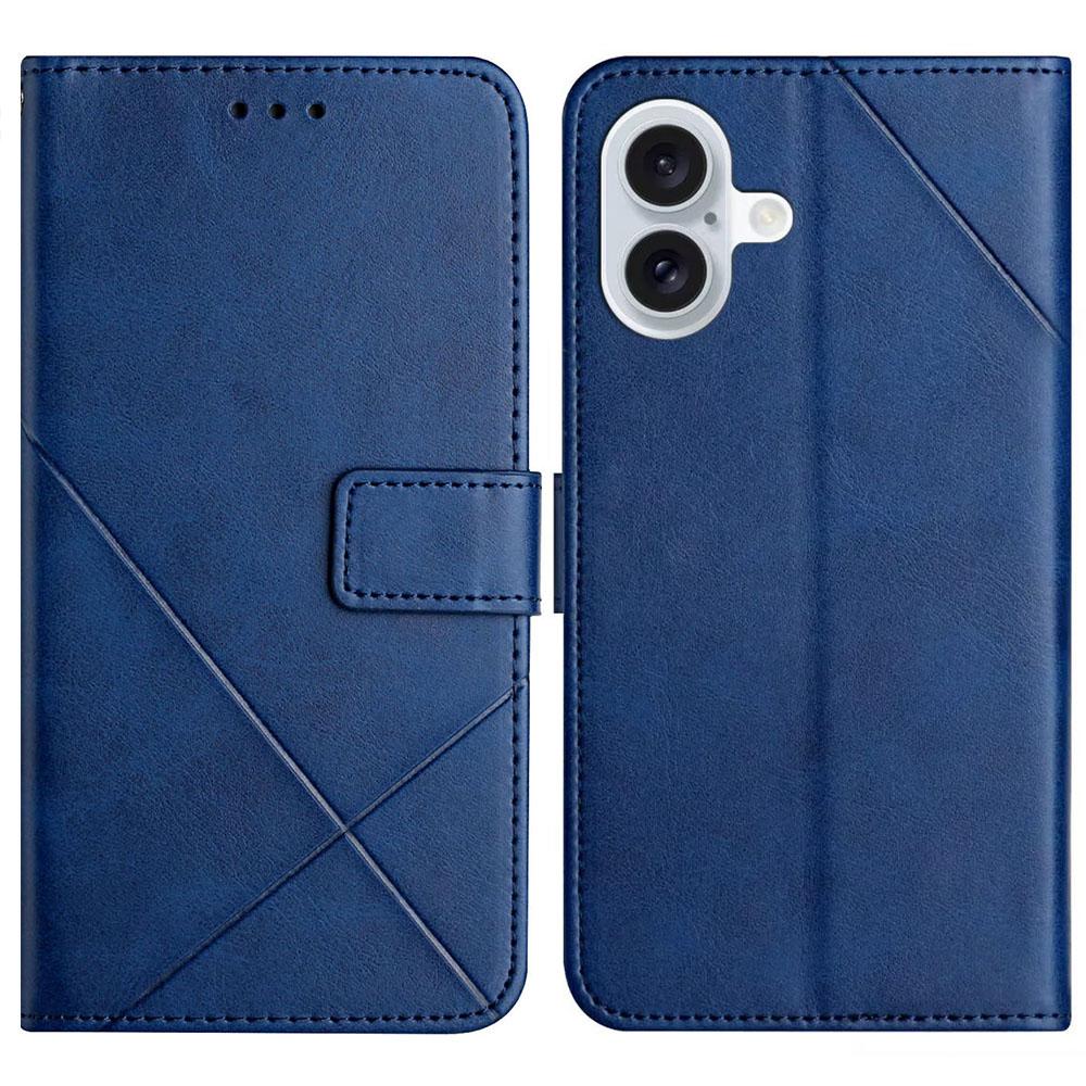 For iPhone 17 Case Line Pattern Wallet Leather Phone Cover with Wrist Strap