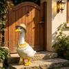 Entryway Geese Display Outfit Set With Matched Hat and Patterned Collar for Country Porch Styling and Shelf Accent