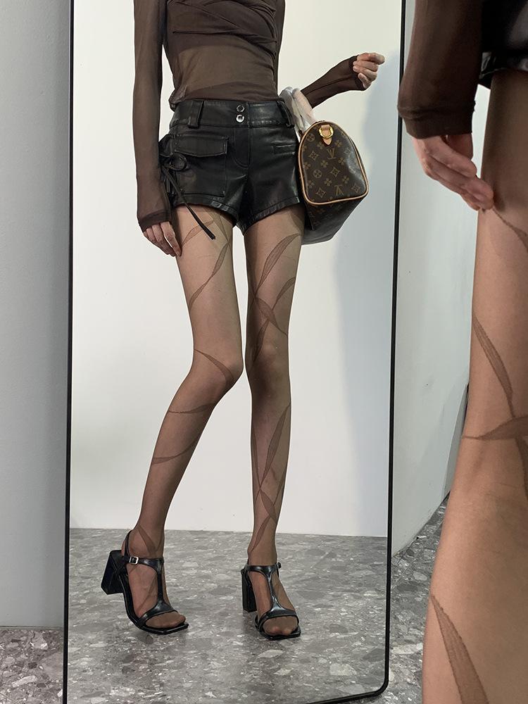 New spring and summer ultra-thin white stockings jk jacquard love stockings meat-through lace sexy pantyhose black silk