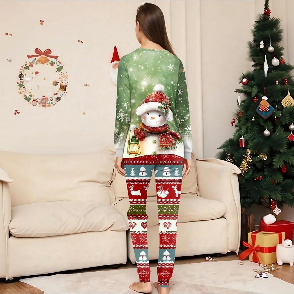 Family Matching Print Sets Pajamas Loungewear Outfits Family Matching Long Sleeve Tops+Pants Set