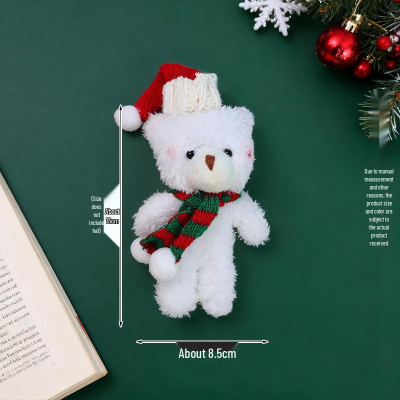 Christmas Blush Bear Plush Keyring with Scarf - Cute One-Piece Bag Charm Toy Gift