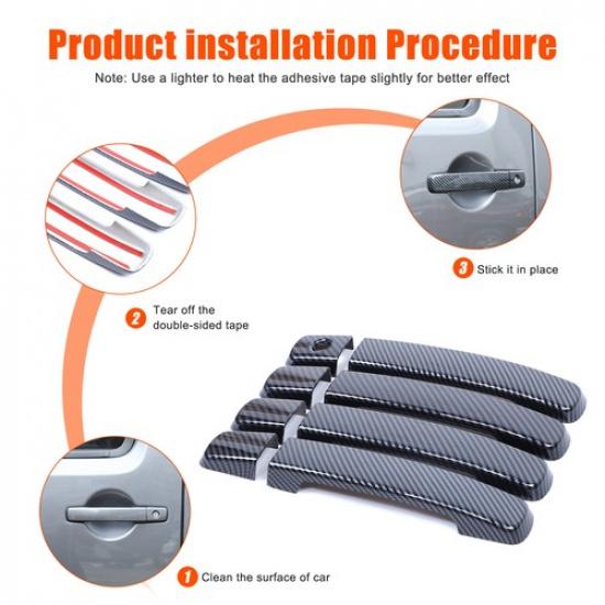 Carbon Fiber ABS Outer Door Handle Cover Trim For Nissan Frontier 2009-2017