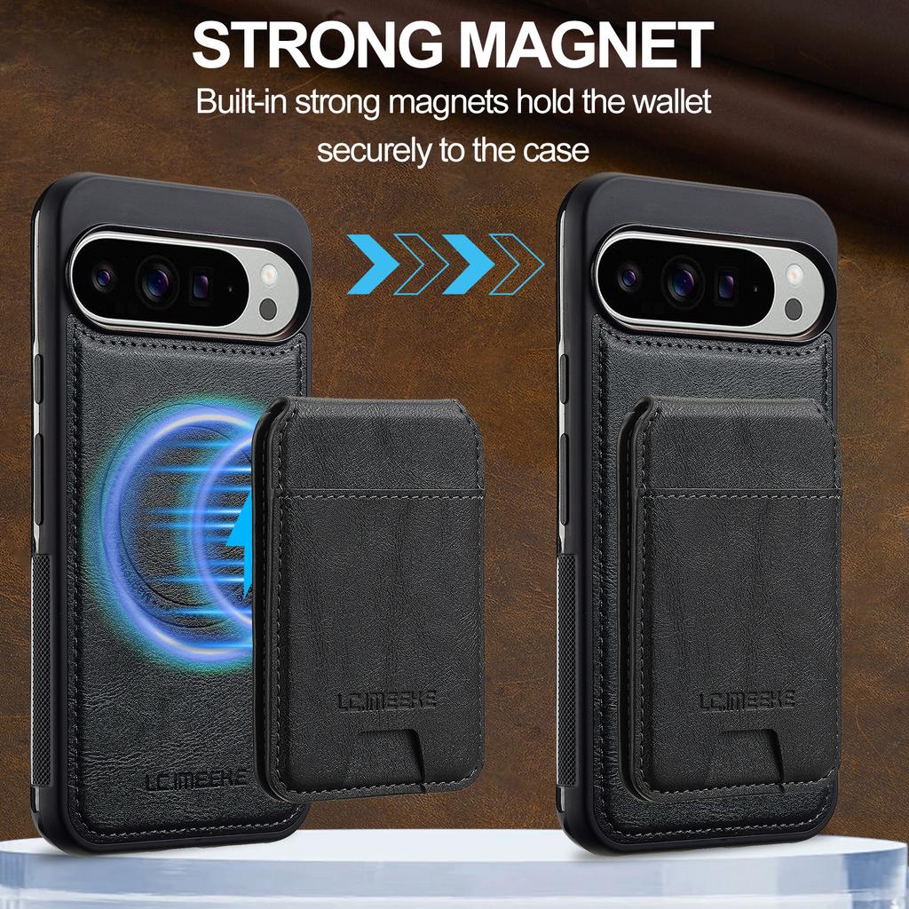 LC.IMEEKE L3 For Google Pixel 10 Pro XL Magnetic Case Detachable Card Holder Leather TPU Mobile Cover