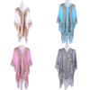 Elegant 2018 Women Chiffon Blouse Coat With Boho Floral Design For Beach Cover Up