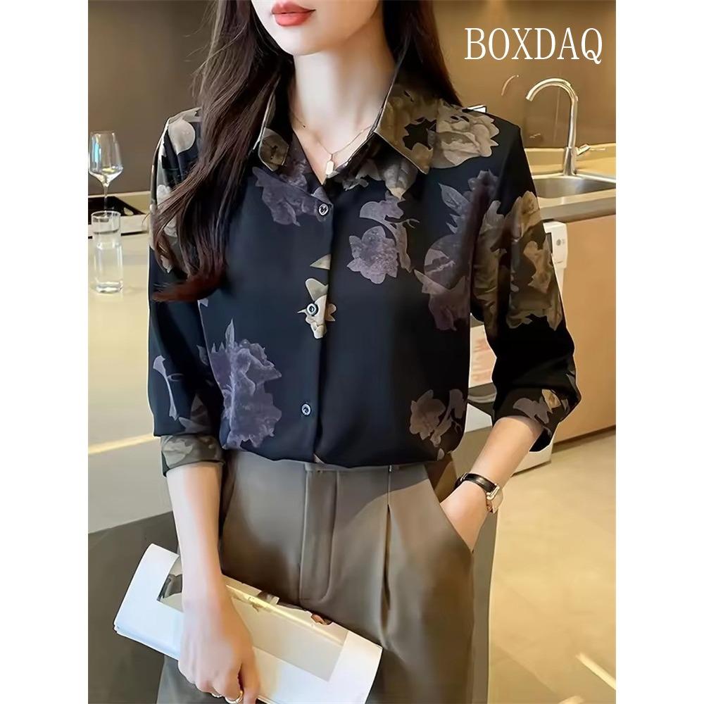 New Women's Lapel Shirt Spring Autumn Button Elegant Shirt Casual Daily Long Sleeve Blouse Fashion Party Women's Clothing