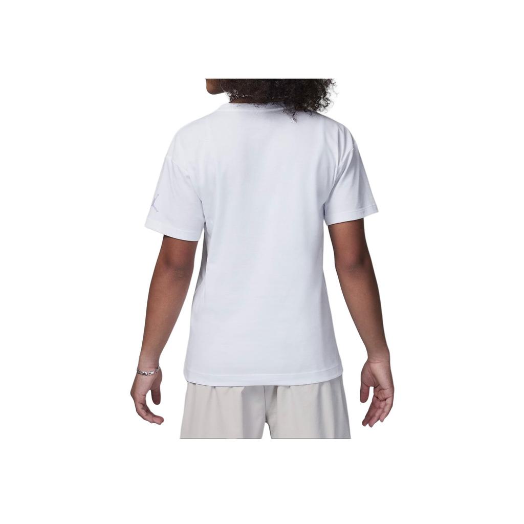 Jordan Graphic T-Shirt Digital Pattern Round Neck Short Sleeve Kids Tops White 45C990-001